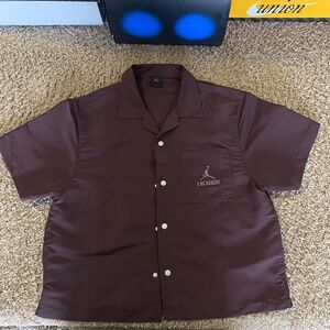 Nike Air Jordan x A Ma Maniere Warm Up Shirt Mens Size L Burgundy Polyester